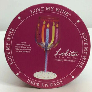 Lolita “Happy Birthday” Hand-Painted Wine Glass